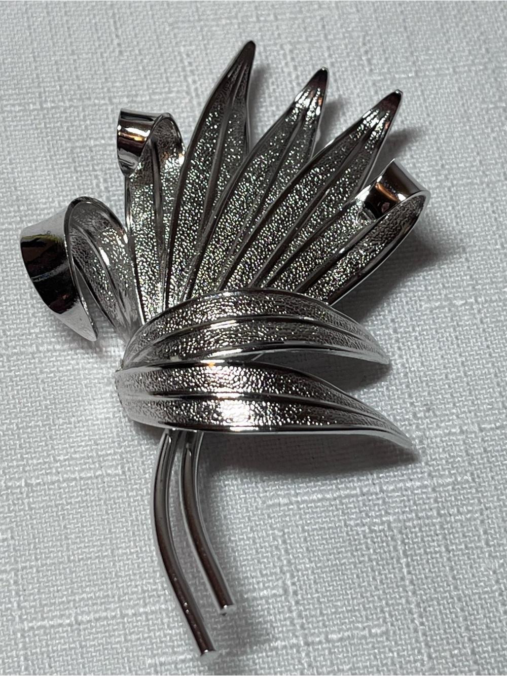 Vintage Silver Leaf Brooch